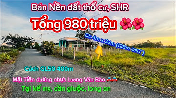 Giá rẻ nhất khu Mặt tiền đường Lương Văn Bào 128m2 tổng 980 triệu. Cách QL50 chỉ 400m. LH:0901331162