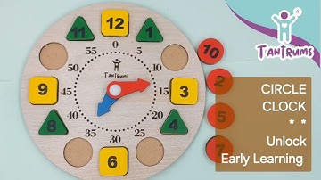 Tantrums Wooden Learning Clock for Kids Educational Time Teaching Toy Shape Color Sorting Number