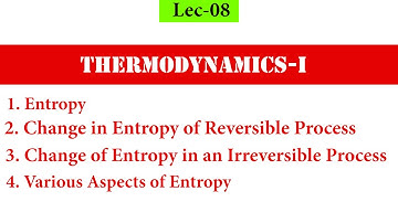 Lec-08, Entropy,Change in Entropy of Reversible Process,Change of Entropy in an Irreversible Process