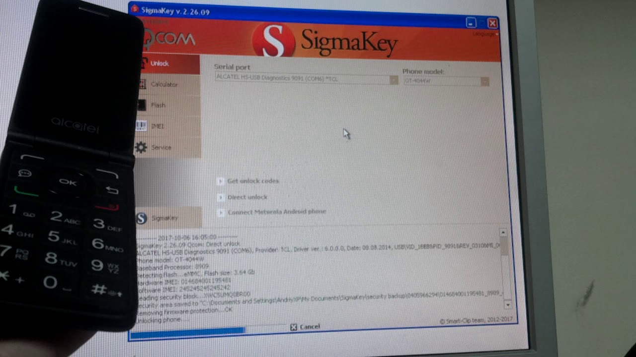 Alcatel 4044w Go Flip 2 Unlock And Imei Repair With Sigmakey Youtube