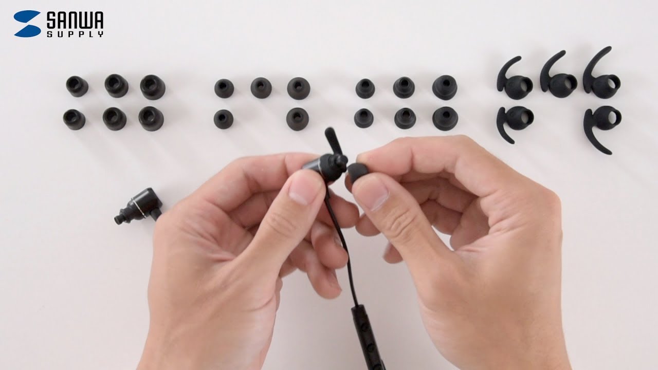 MM-BTSH36BK【Bluetoothステレオヘッドセット】イヤーピース9種類と