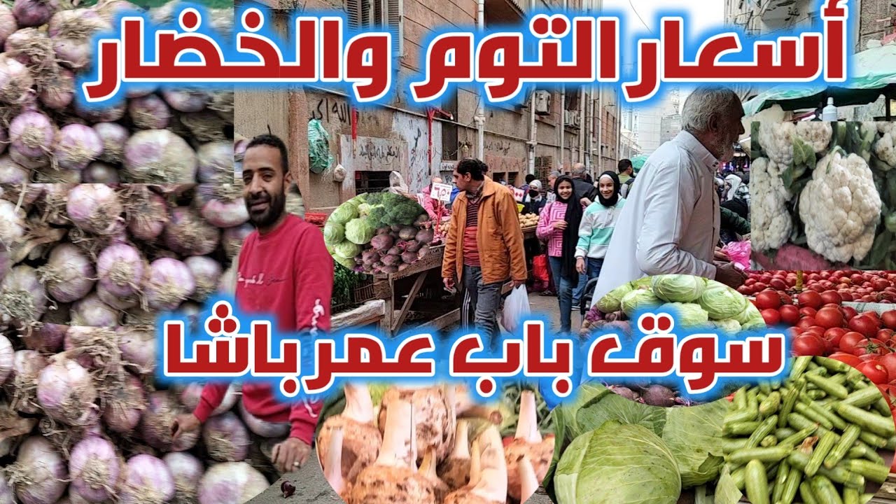 أسعار التوم والخضار والسمك قبل رمضان بيومين فى سوق باب عمر باشا محطة مصر أسكندرية 
