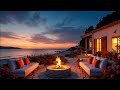Cozy Beach Fire Pit & Ocean Waves Sounds | Relaxation & Sleep