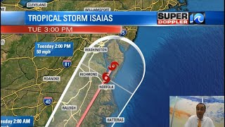 Tropical Storm Isaias Update (Saturday PM)