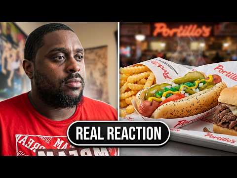 Guy reacts to "brits trying Portillo's for the first time".