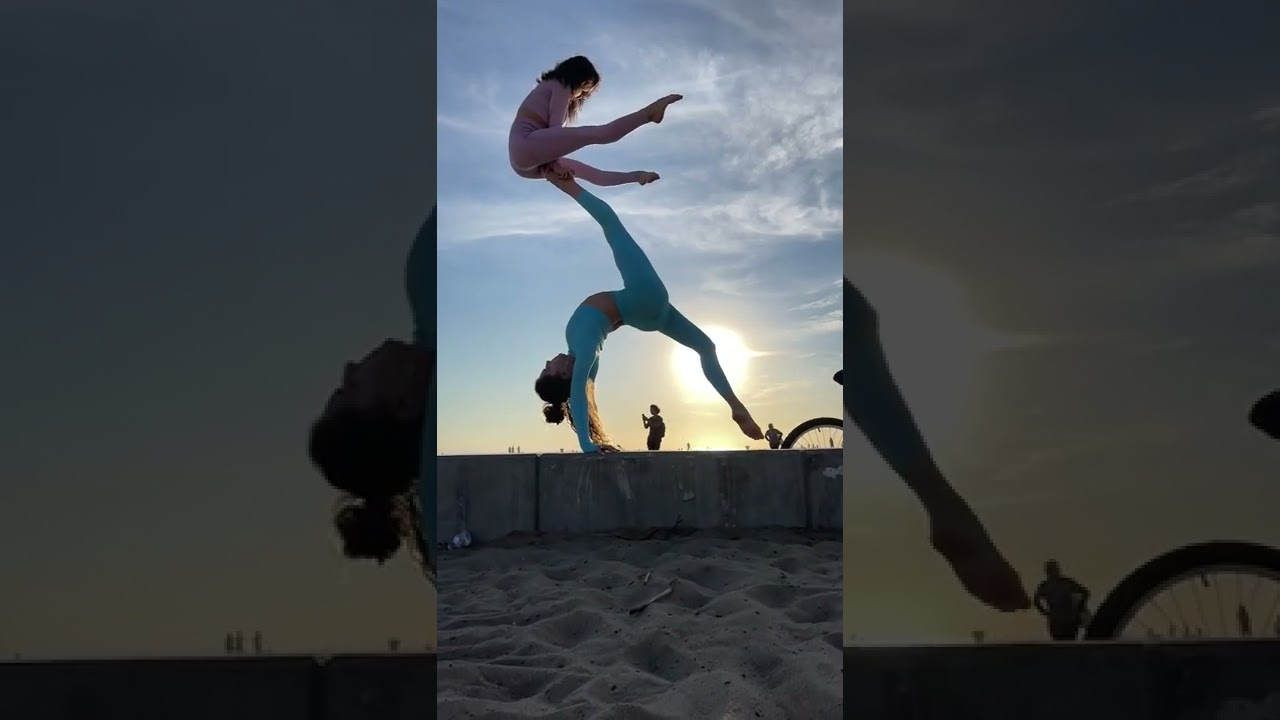 Doing acro yoga trick that nobody else in the world can do!