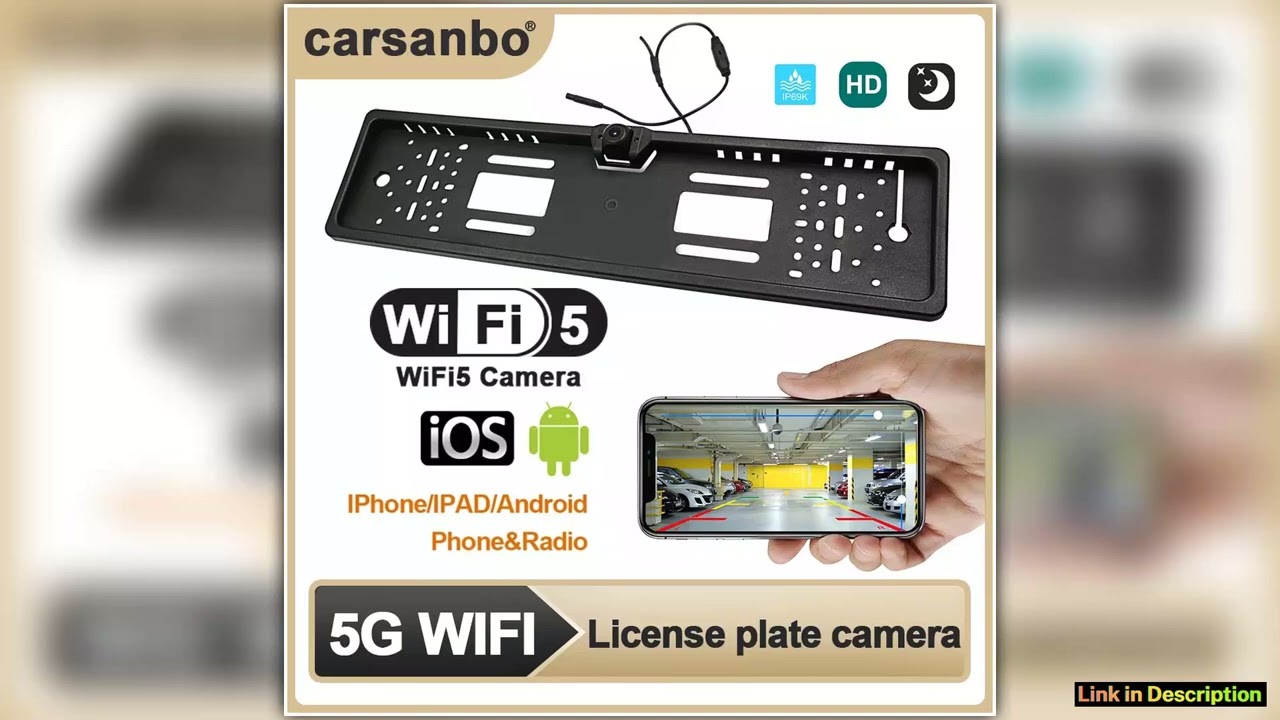 carsanbo car wifi5 reversing camera EU European license plate holder wireless wifi night vision