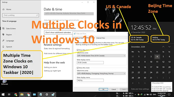 Multiple Time Zone Clocks on Windows 10 Taskbar OR Show Multiple Clocks |2020|