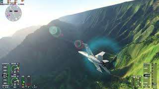 Microsoft Flight simulator F-18 above Hawaï Hills