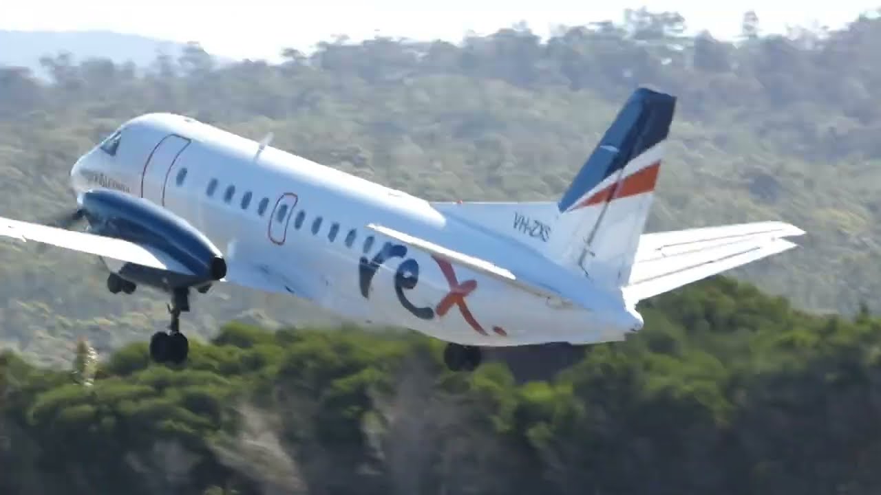 Planespotting at MERIMBULA AIRPORT with rex Saab 340B!
