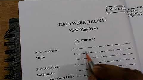 How to Prepare Face Sheet 1 in Field Work Journal l BSW l MSW l MSWC By Manish Bharti