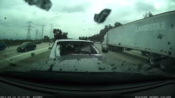 BlackVue 900 S car goes into HOV lane causing an Accident w/ Slow Motion Version