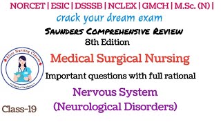 (19) NCLEX Saunder's 8th Edition Nervous System MCQ Important Questions For #norcet #esic #dsssb