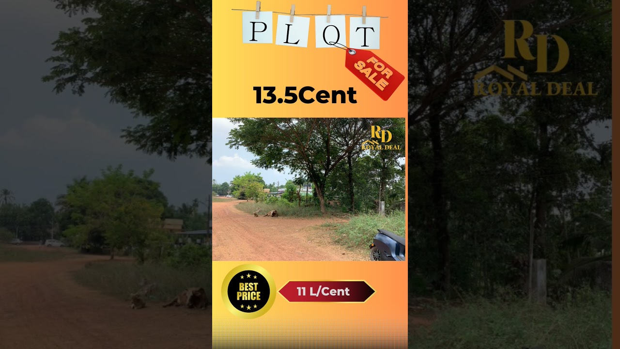 Thrikkakara Near Temple 13.5Cent (6.75+6.75) House Plot For Sale.Total 13.5Cent Land