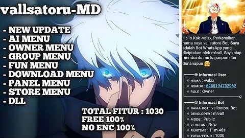 SC BOT WA MD TERBARU PAIRING CODE NO ENC || VALLSATORU-MD || NO ENC 100%|| TERBARU 2025