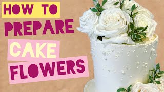 CAKE FLOWERS How to wire and tape fresh flowers using Parafilm tape.