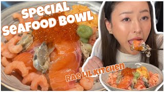 Rae Lil Kitchen! MacBook Pro unboxing & Seafood bowl dinner 🐟 Wasabi atack!