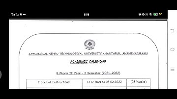 JNTUA B.PHARM 2-1 Academic calendar 2021-2022 | JNTUA Bpharm update