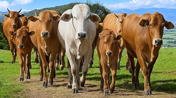 Aksi puluhan sapi berlari menuruni bukit, Suara Sapi Moo, Sapi Lucu Berjalan Menuju ladang rumput