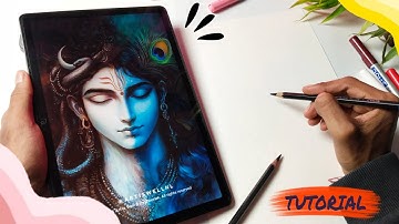 Draw With Me - Mahadev - Krishna Drawing, Step By Step Outline Tutorial 😍
