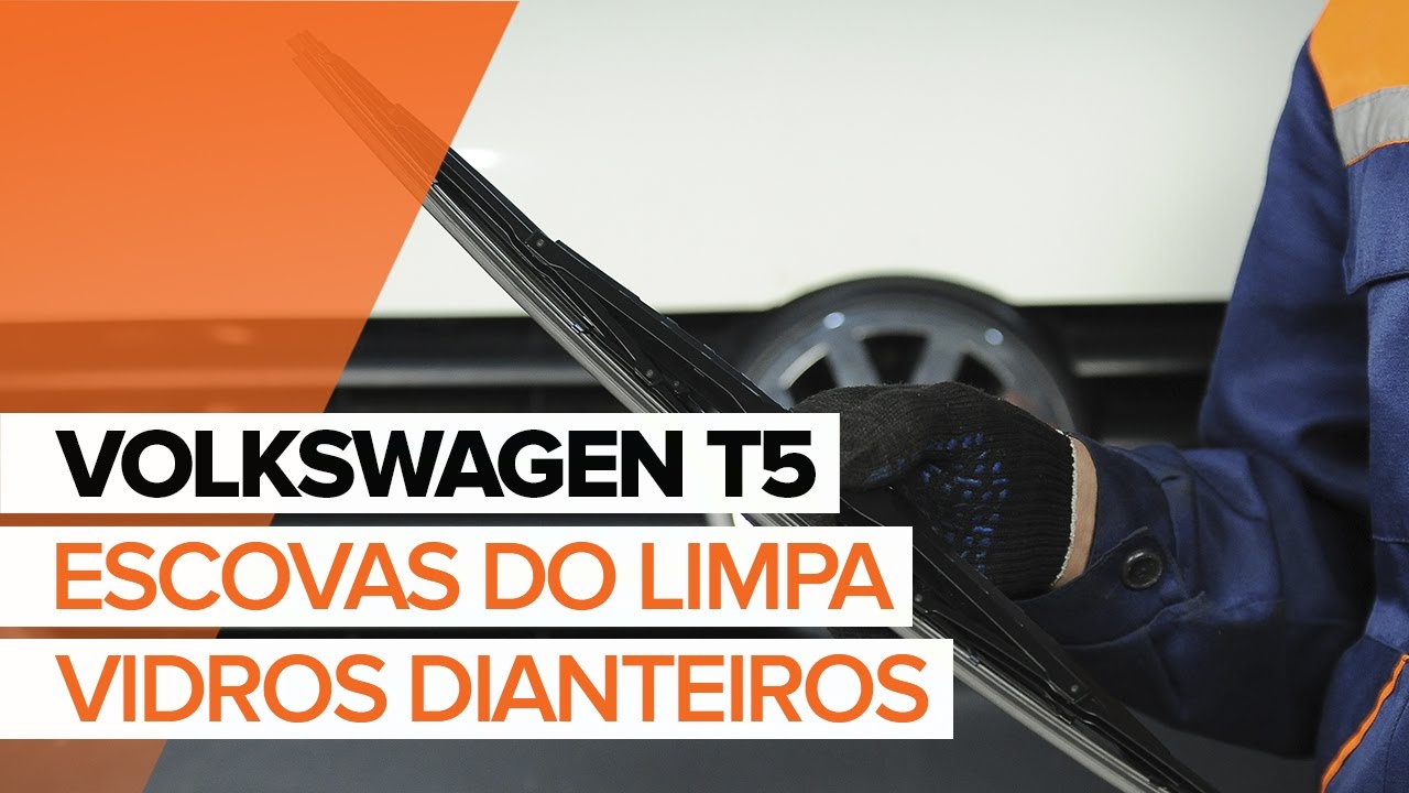 Como substituir a escovas do limpa vidros dianteiros no VOLKSWAGEN T5 TUTORIAL | AUTODOC