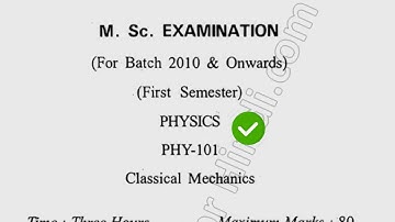 Cdlu MSc Physics 1st Sem Classical Mechanics Question Paper