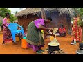 African village life/Cooking African Cuisine,Okra,biringanya with Ugali for the family