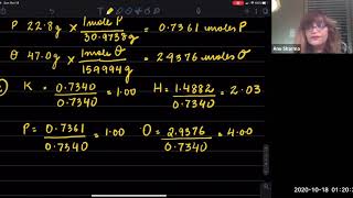 Determine Empirical Formula from grams and percentage - KH2PO4 and P2O5