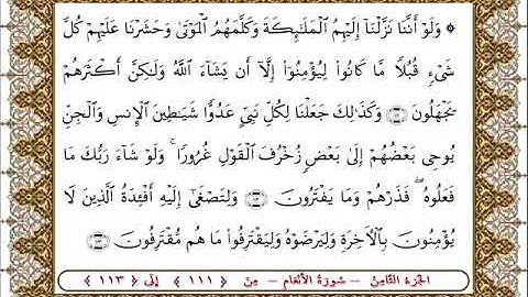 سورة  الأنعام من الأية  111 -113بصوت الشيخ على جابر
