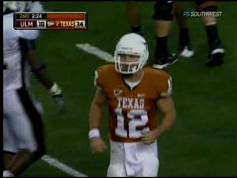 Texas Longhorn Colt McCoy's 78 yard TD Bomb To Jordan Shipley!