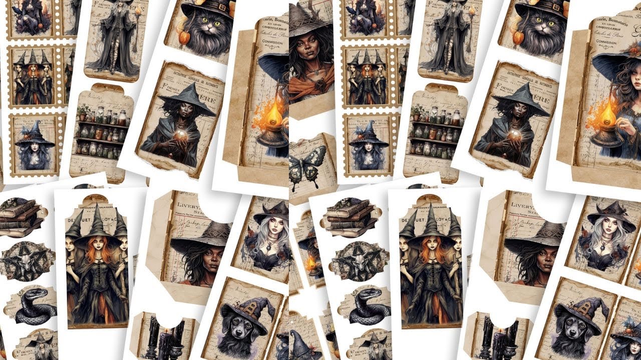 Halloween Witch Junk Journal Ephemera Kit: Spooky & Magical Digital Printables!