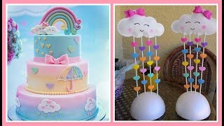 Hermosa Decoración Fiesta Tonos Pastel Arcoíris Y Nubes