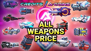 All Weapons Price - Mech Arena Robot Showdown