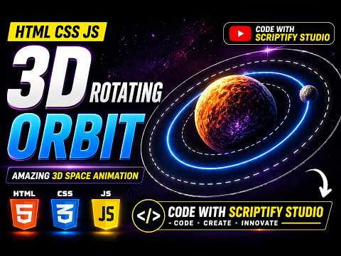 3D Rotating Orbit Animation 🌌 | HTML CSS JavaScript Tutorial | Pure CSS Space UI