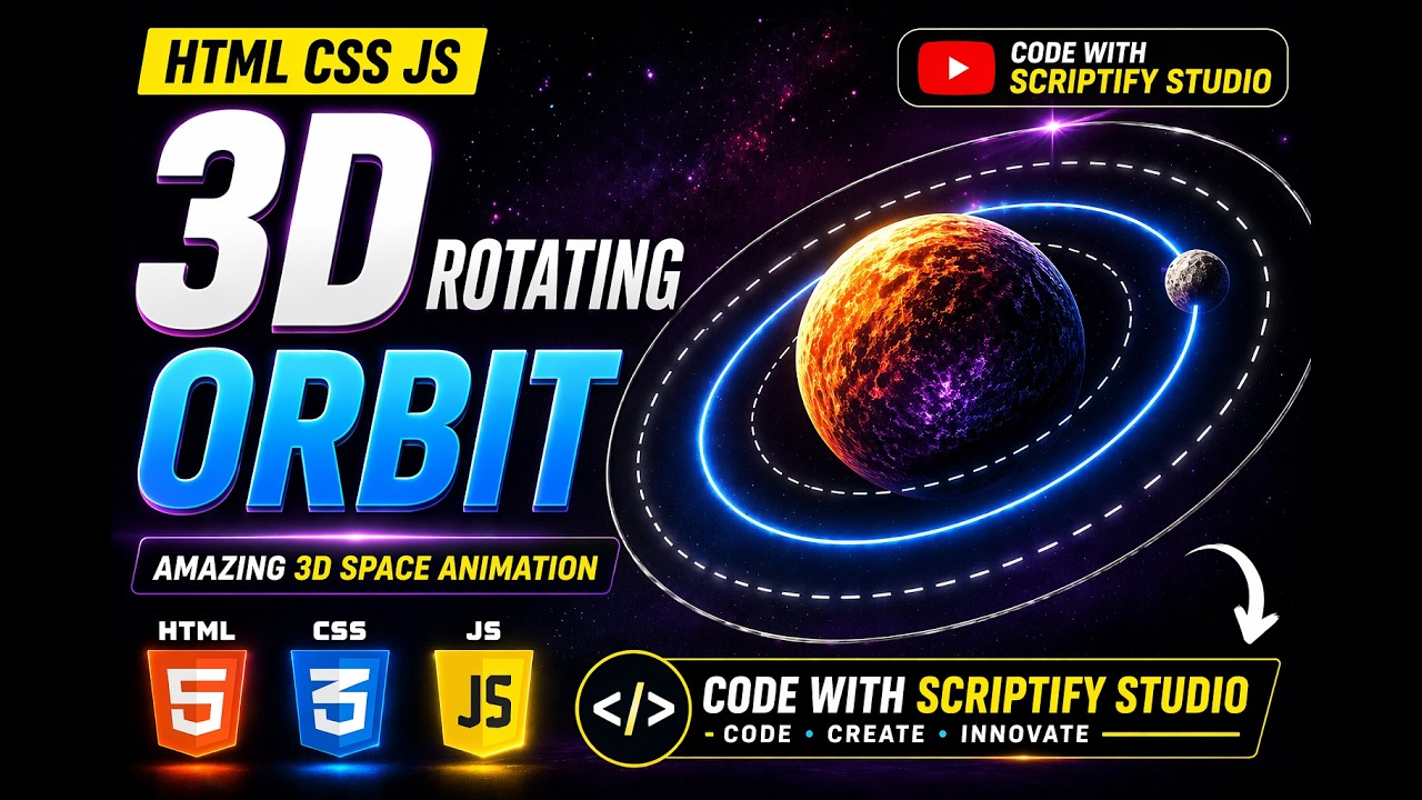 3D Rotating Orbit Animation ๐ | HTML CSS JavaScript Tutorial | Pure CSS Space UI - YouTube