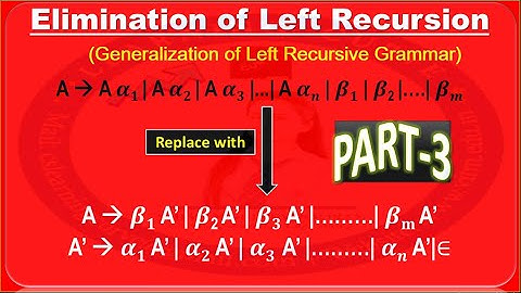 Compiler Design Lecture15(Part3)-Elimination of Left Recursion(Generalization)|By Shivangi Bhadouria