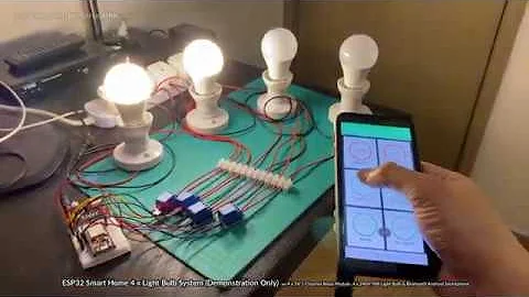 4 x 9W Light Bulb Smart Home System w/Bluetooth Smartphone Remote, ESP32 & 5V Relay Modules