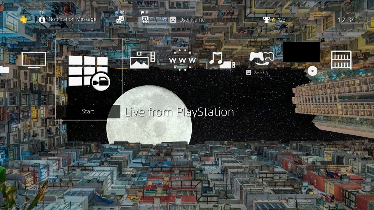 Apartment Courtyard Night Sky - PlayStation 4 Dynamic Theme