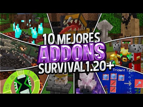 😲Top 10 MEJORES ADDONS SURVIVAL para MINECRAFT 1.20 - 1.20.62 (Bedrock ...
