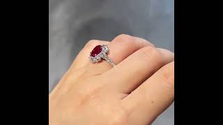 Handmade Halo 2.0Ct  Oval Cut S925 Silver Antique Engagement Ring(VR220)