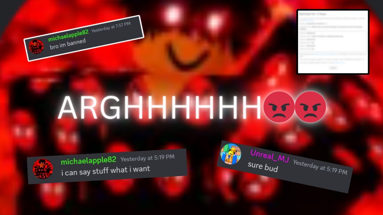 mikey getting mad on discord after a 3 day ban on roblox