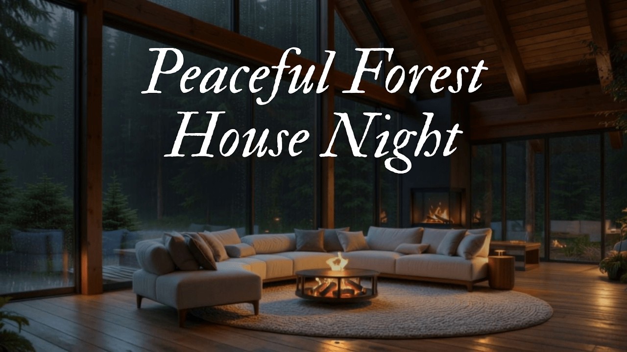 Peaceful Forest Rain & Fireplace