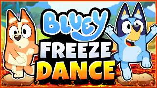 🌋 Bluey Floor is Lava 🌋 Freeze Dance Party | Brain Breaks | Dance Songs for Kids | Danny Go