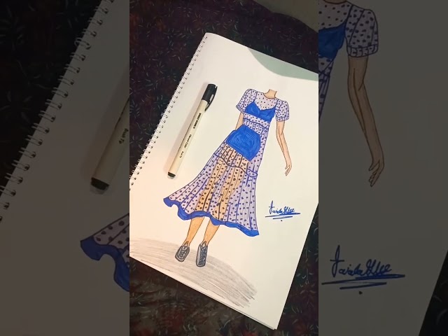 fashion illustration beautiful dress 👗 #drawing #fashionillustration