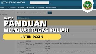 PANDUAN DOSEN UNTUK MEMBUAT TUGAS KULIAH MAHASISWA DI SIAKAD