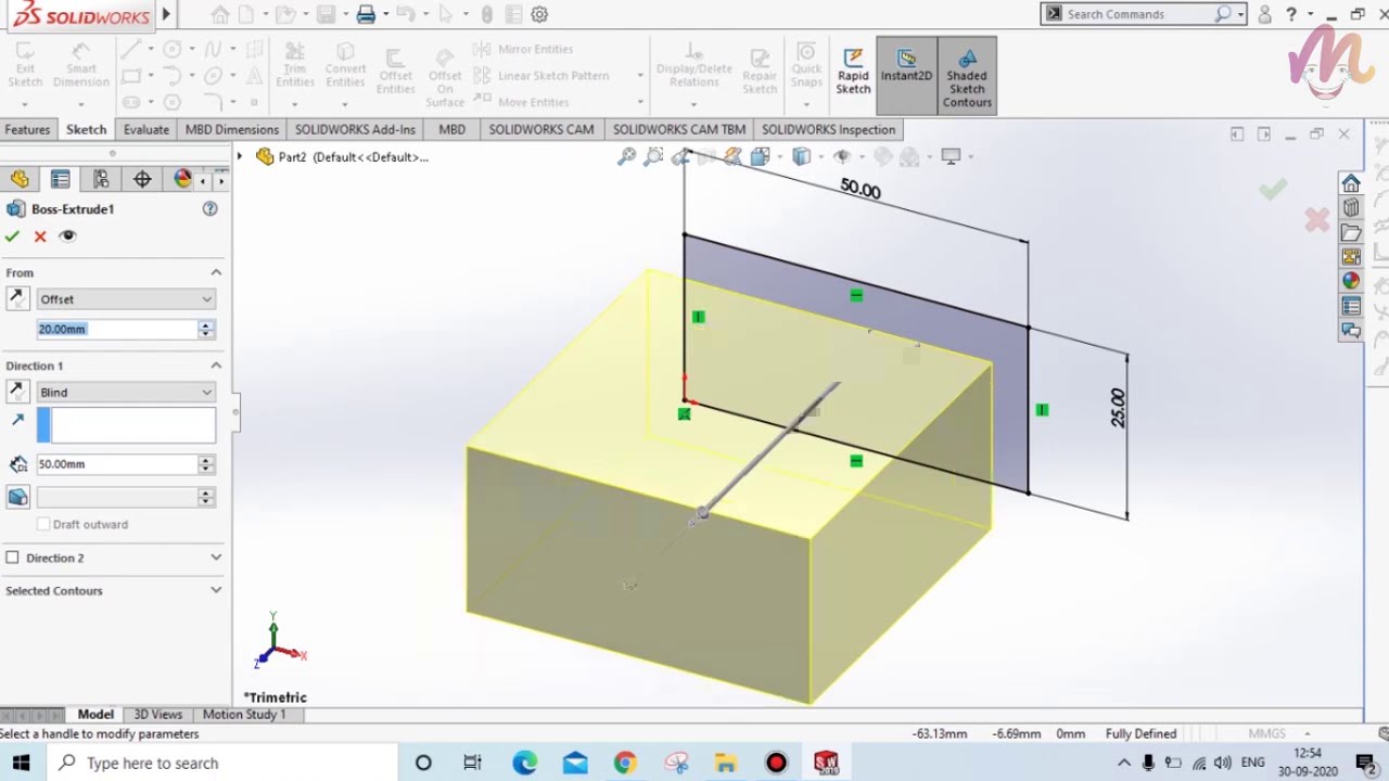 How to extrude in solidworks - YouTube
