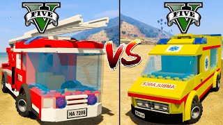 Lego Fire Truck vs Lego Ambulance Truck - GTA 5 Cars Mod Which is best?