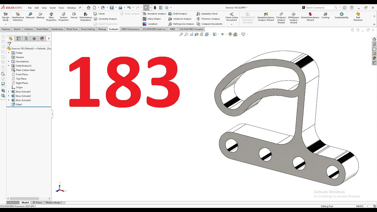 تمارين علي سوليدووركس 2024 || تمرين رقم 183- Solidworks Exercise 183 ...