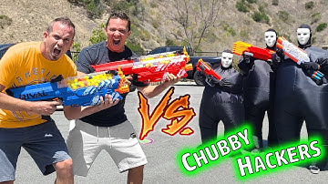Nerf Battle vs. Chubby Hackers!!!
