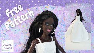 Free Doll Clothes Patterns: How to Sew a Barbie Doll Wedding Dress #barbiedoll #easysewing #diy